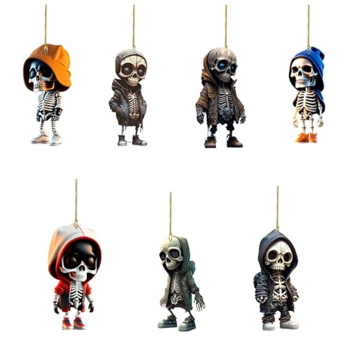Skelett Anhänger für Rückspiegel, 2D Totenkopf Auto Anhänger, CoolSkeleton Swing Auto Ornament für Auto, Hängende Autozubehör, Autoinnendekoration Skelett Anhänger für Rückspiegel, 2D Totenkopf Auto Anhänger, CoolSkeleton Swing Auto Ornament für Auto, Hängende Autozubehör, Autoinnendekoration von ARIOU