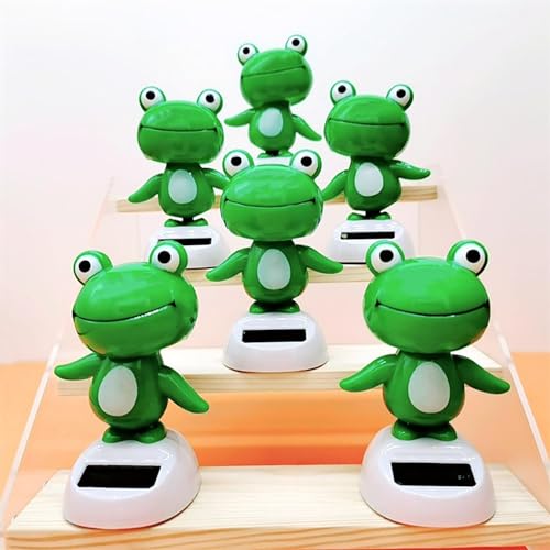 Solar-Frosch-Bobbleköpfe, niedlich, animiert, für Armaturenbrett, solarbetriebener Frosch, Frosch, Solarbetrieben, Schüttelkopf mit Solarenergie, 6 Stück Solar-Frosch-Bobbleköpfe, niedlich, animiert, für Armaturenbrett, solarbetriebener Frosch, Frosch, Solarbetrieben, Schüttelkopf mit Solarenergie, 6 Stück von ARIOU