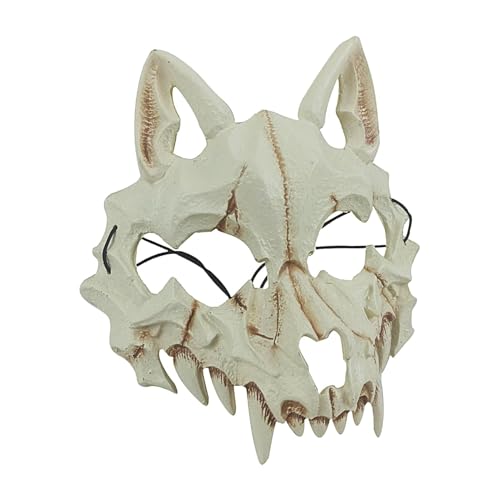 Wolf Schädel - Gruseliger Wolf Schädel Skelett Kopfbedeckung | Realistische Tierknochenmaske für Halloween, Cosplay, Festivals von ARIOU