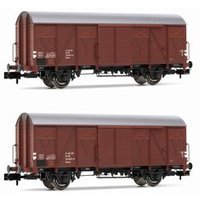 ARNOLD HN6521 N 2er Set 2achs. Gedeckte Güterwagen Gs Holzwände, DR, Ep. IV von ARNOLD