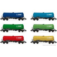 ARNOLD HN6541 N 6 teiliges Display 4achsige Kesselwagen verschiedene Farben, BASF, Ep. VI von ARNOLD