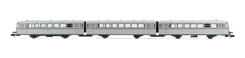 Arnold HN2352 RENFE, 3-Einheiten-Diesel-Triebwagen 591.300, Silber-Lackierung ohne UIC-Markierungen, epIII Diesellokomotive von ARNOLD