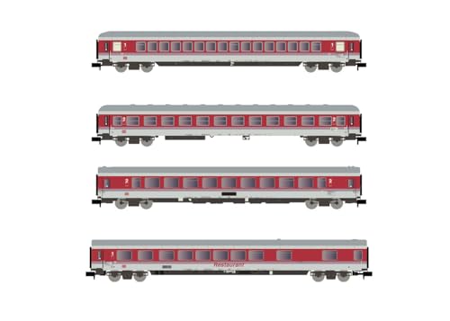 Arnold HN4360 DB AG, 4-teiliger Packwagen „IC Apm, 2 x Bm, 1 x Arm, rot/weiße Lackierung, Fahrzeuge der Periode V – Reisezugwagen von ARNOLD