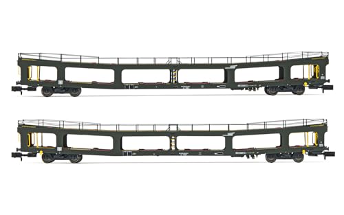 Arnold HN4411 SNCF 2-teiliges Set DD DEV 66 Autotransporte, grüne Lackierung mit weißem Encadré-Logo, Periode IV-Modell, Eisenbahnfahrzeuge – Reisebusse von ARNOLD