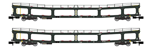 Arnold HN4412 SNCF 2-teiliges Set DD DEV 66 Autotransporter, ohne hochwertige seitliche grüne Lackierung, Periode V-Modell, Eisenbahnfahrzeuge – Reisezugwagen von ARNOLD