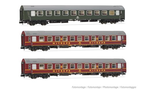 Arnold HN4423 DR, 3 Einheiten Pack OSShD Typ B Reisebusse, Spree-Alpen-Express, Set 1 von 2, Grüne und rote Lackierung, epIV, 1 x Bc plus 2 x WLAB Reisezugwagen Arnold HN4423 DR, 3 Einheiten Pack OSShD Typ B Reisebusse, Spree-Alpen-Express, Set 1 von 2, Grüne und rote Lackierung, epIV, 1 x Bc plus 2 x WLAB Reisezugwagen von ARNOLD