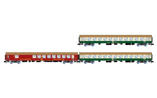Arnold HN4436 D242 Paris - Berlin - Warszawa, 3er Pack 1, 2, 1 x WRm130 DR rot, 2 x Bm DR grün, beige, epIV Reisezugwagen Arnold HN4436 D242 Paris - Berlin - Warszawa, 3er Pack 1, 2, 1 x WRm130 DR rot, 2 x Bm DR grün, beige, epIV Reisezugwagen von ARNOLD