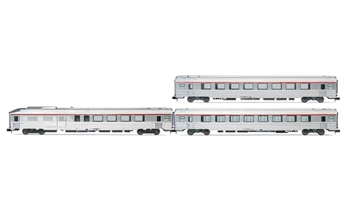Arnold HN4441 SNCF, 3er Tee „Cisalpin“ (Mailand – Paris), Pack 2/2, A4Dtux + A8u + A8tu, Silberne Lackierung, Folge. IV Rollmaterial – Reisezugwagen von ARNOLD