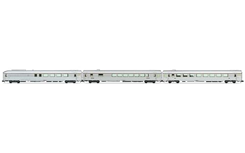 Arnold HN4444 SNCF, 3er-Packung Tee „Paris – Ruhr“, A4Dtux + Vru + A3rtu, Silberne Lackierung, Folge. IV Rollmaterial – Reisezugwagen von ARNOLD