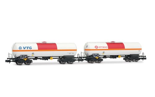 Arnold HN6634 SNCF, 2 Einheiten Pack Kesselwagen für Chlor, VTG + Ermewa, beige/orange/rot Livery, ep.VI von ARNOLD