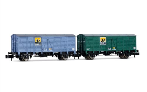 Arnold HN6666 RENFE, 2-Einheitenpackung 2-Achs-Planwagen Typ J3 Nitrato de Chile, epIII Güterwagen von ARNOLD