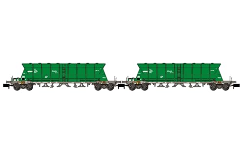 Arnold HN6670 Renfe Mercancías, 2-Einheiten-Pack, 4-Achsen-Trichterwagen, Faoos, Grün, EpV-VI Güterwagen von ARNOLD