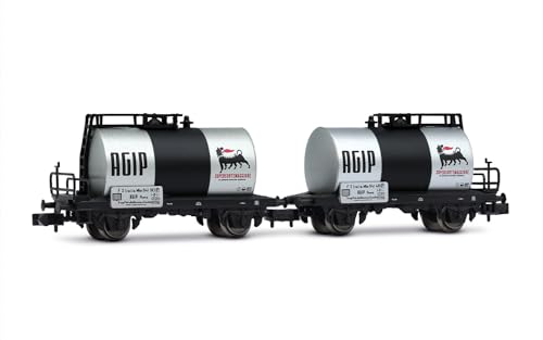 Arnold HN6700 FS, 2-Einheiten-Pack 2-Achs-Kesselwagen, Agip dunkelgrau Livery, ep. III-IV von ARNOLD