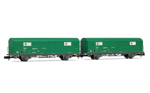Arnold HN6703 RENFE, 2 Einheiten Set JPD Wagon TEM Green Livery, ep.V Freight Wagon Packs von ARNOLD