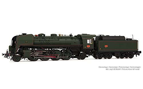 SNCF 141R 1187 Dampflokomotive, Boxpok-Räder, grün, großer Brennstoff-Tender, mit DCC-Sounddecoder von ARNOLD
