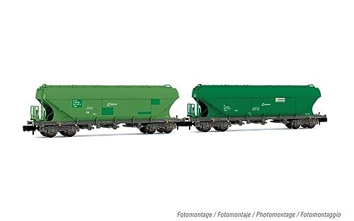 RENFE Silowagen TT5, 2 Stück, grün lackiert, unterschiedliche Grüntöne, flache Seiten, Epoche V, Verschieden RENFE Silowagen TT5, 2 Stück, grün lackiert, unterschiedliche Grüntöne, flache Seiten, Epoche V, Verschieden von ARNOLD