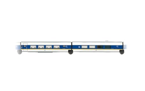 RENFE Talgo 200 Personenwagen, 2 Stück, 1. Klasse und Barwagen, weiß und blau lackiert mit gelbem Streifen, Epoche V von ARNOLD
