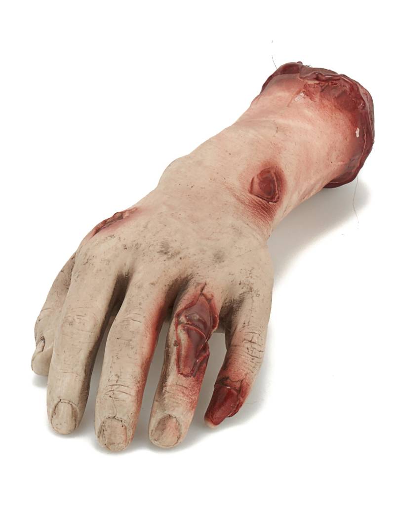 Abgehackte Leichen-Hand Halloween-Deko beige-rot 26x10x5cm von KARNEVAL-MEGASTORE