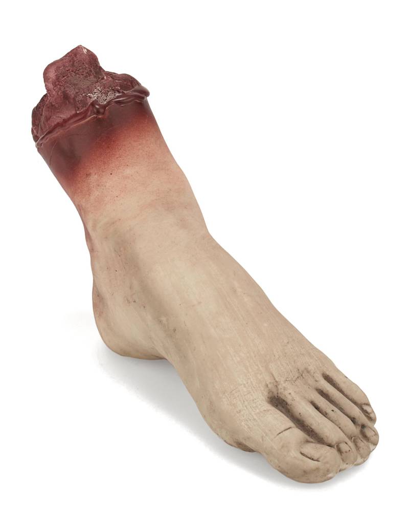 Abgehackter Leichen-Fuss Halloween-Deko beige-rot 19x8x5cm von KARNEVAL-MEGASTORE