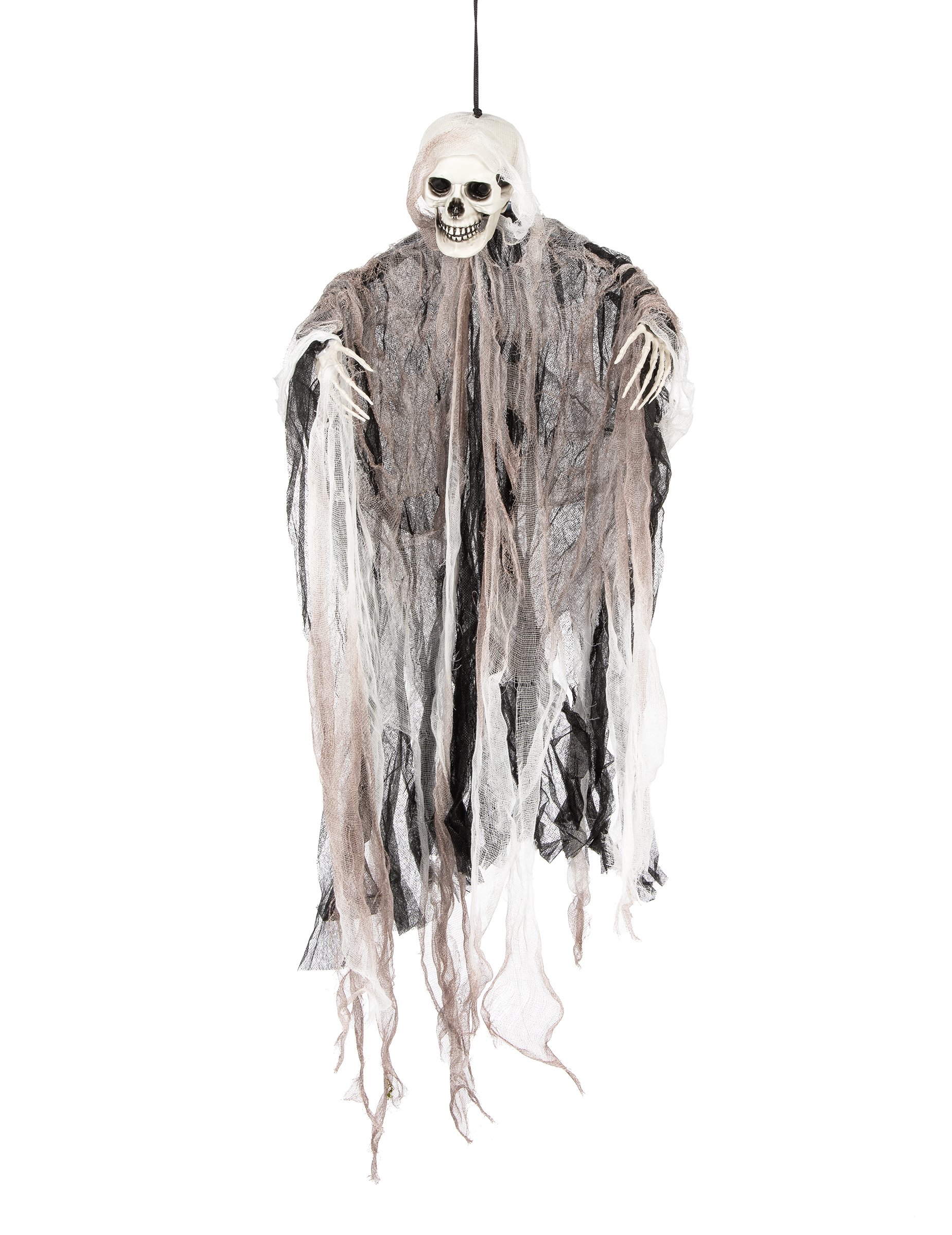 Alter Geist Halloween-Hängedeko Skelett schwarz-weiss 64x56x1,5cm von KARNEVAL-MEGASTORE