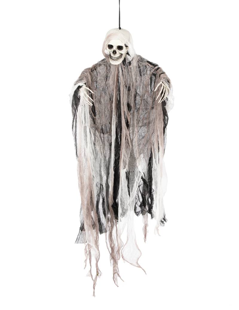 Alter Geist Halloween-Hängedeko Skelett schwarz-weiss 64x56x1,5cm von KARNEVAL-MEGASTORE
