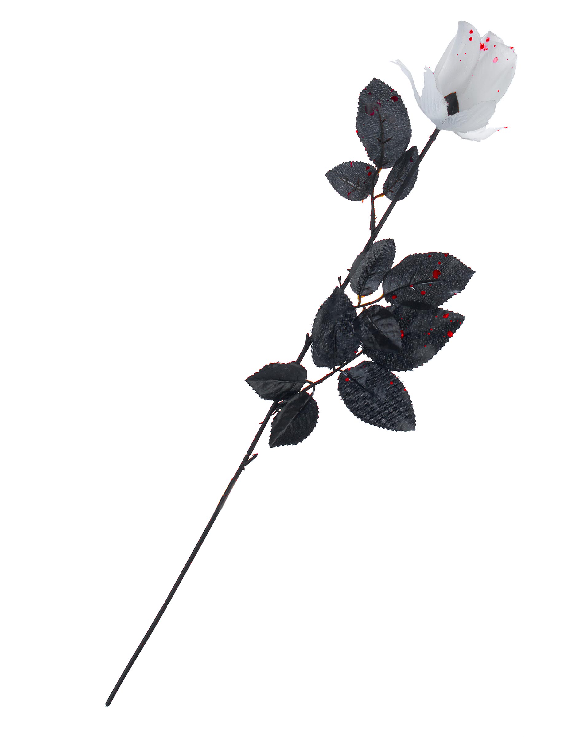 Blutige Rose Halloween-Party-Deko weiss-schwarz von KARNEVAL-MEGASTORE