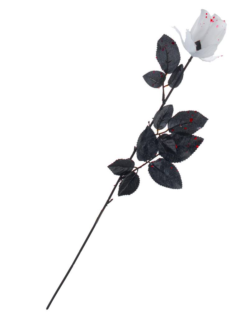 Blutige Rose Halloween-Party-Deko weiss-schwarz von KARNEVAL-MEGASTORE