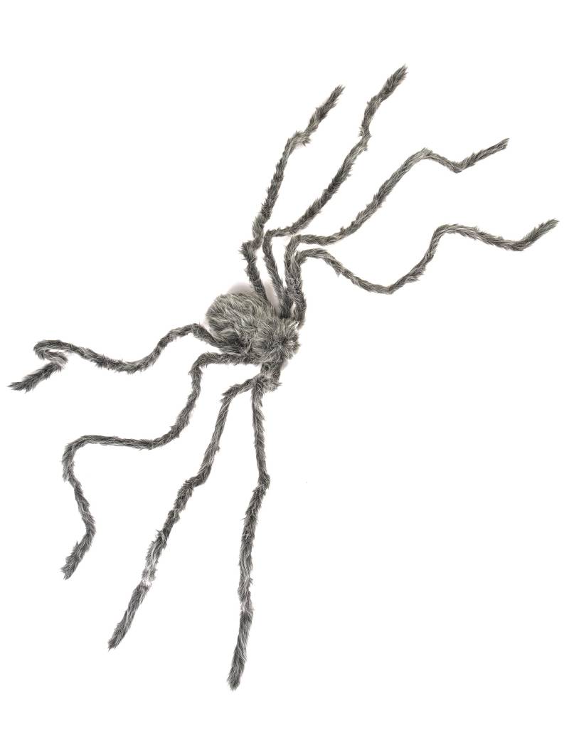 Halloween Dekoration Haarige Spinne mit langen Beinen grau 160cm von KARNEVAL-MEGASTORE