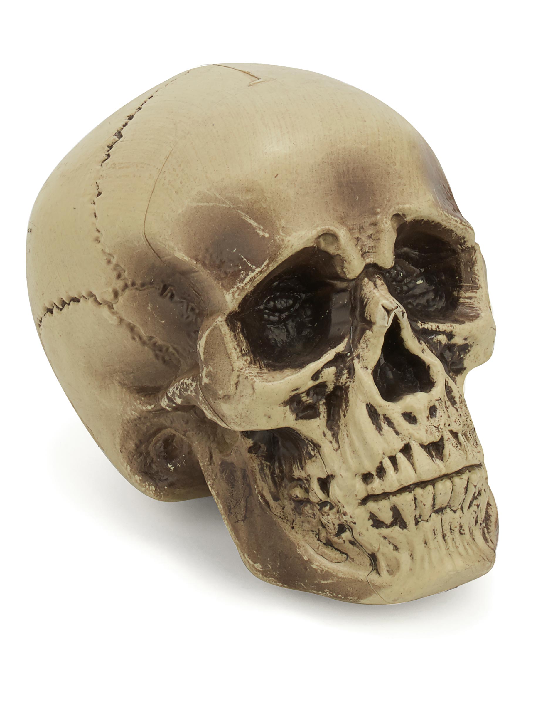Halloween Dekoration Totenschädel beige-schwarz 18cm von KARNEVAL-MEGASTORE