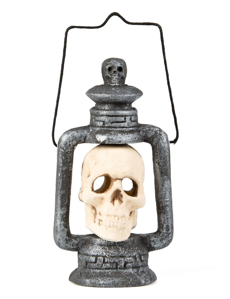 Halloween Laterne mit Totenkopf bunt von KARNEVAL-MEGASTORE