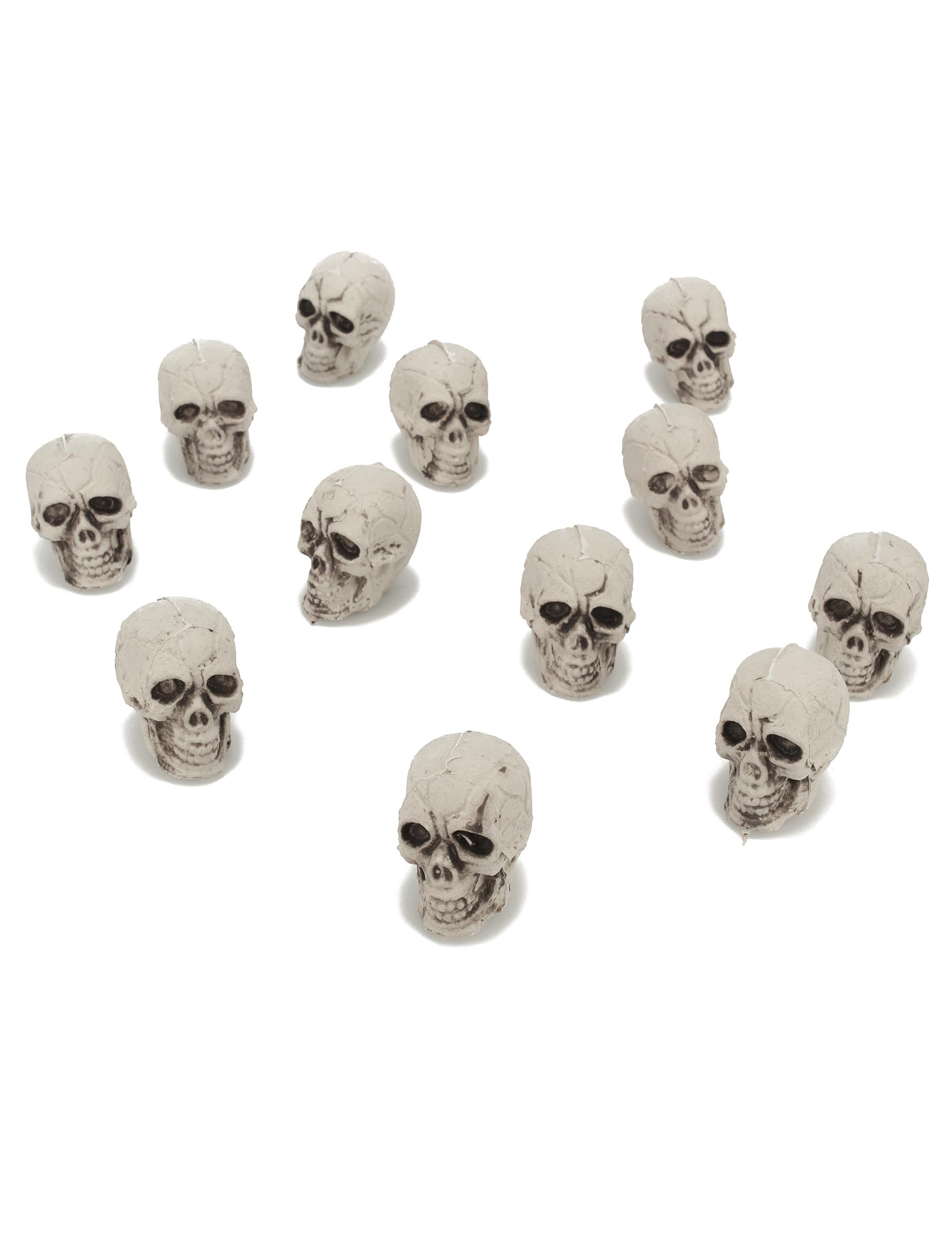 Mini-Totenschädel Halloween-Deko 3cm 12er-Set weiss von KARNEVAL-MEGASTORE
