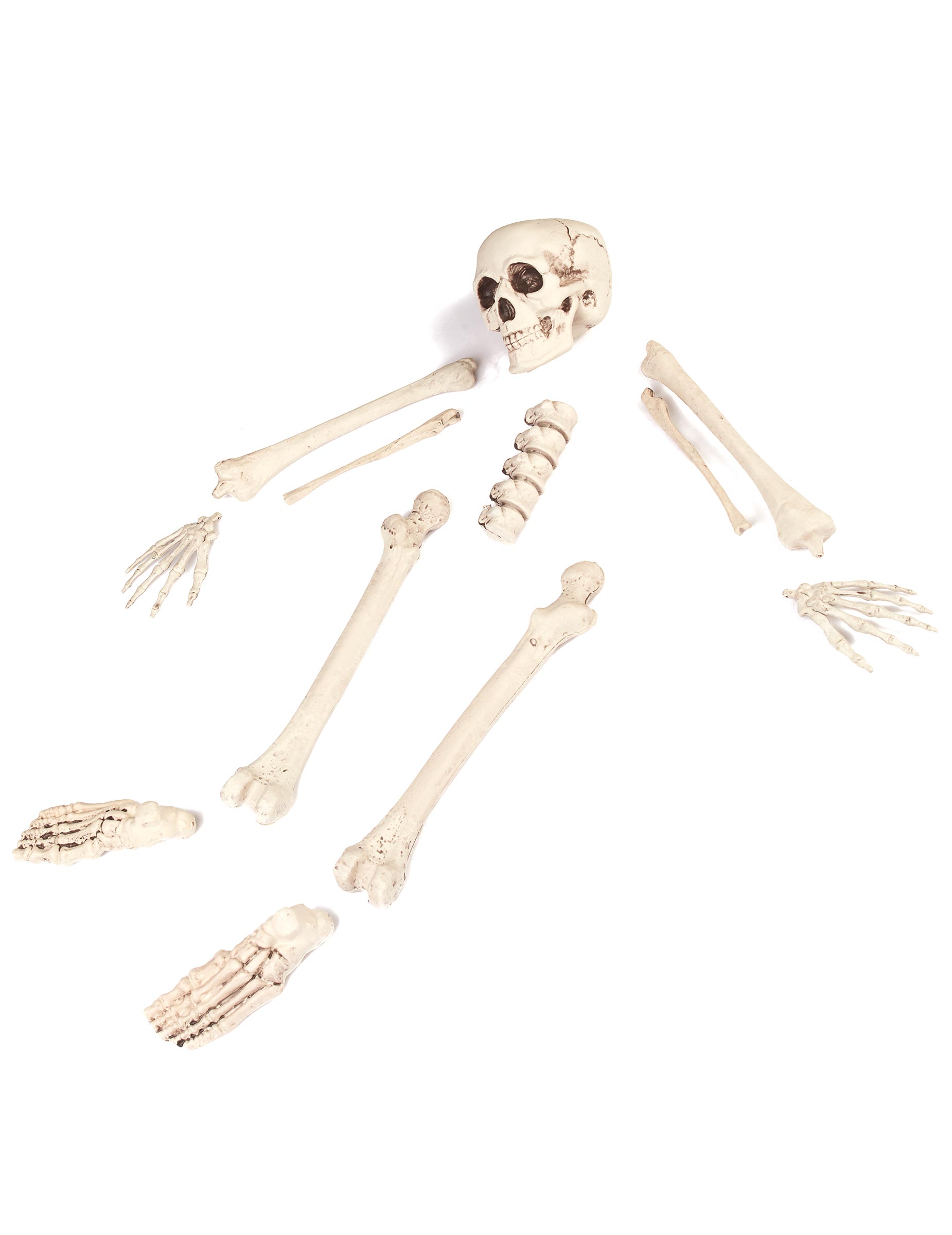 Sack mit Knochen Halloween Party-Deko Set 12-teilig beige von KARNEVAL-MEGASTORE