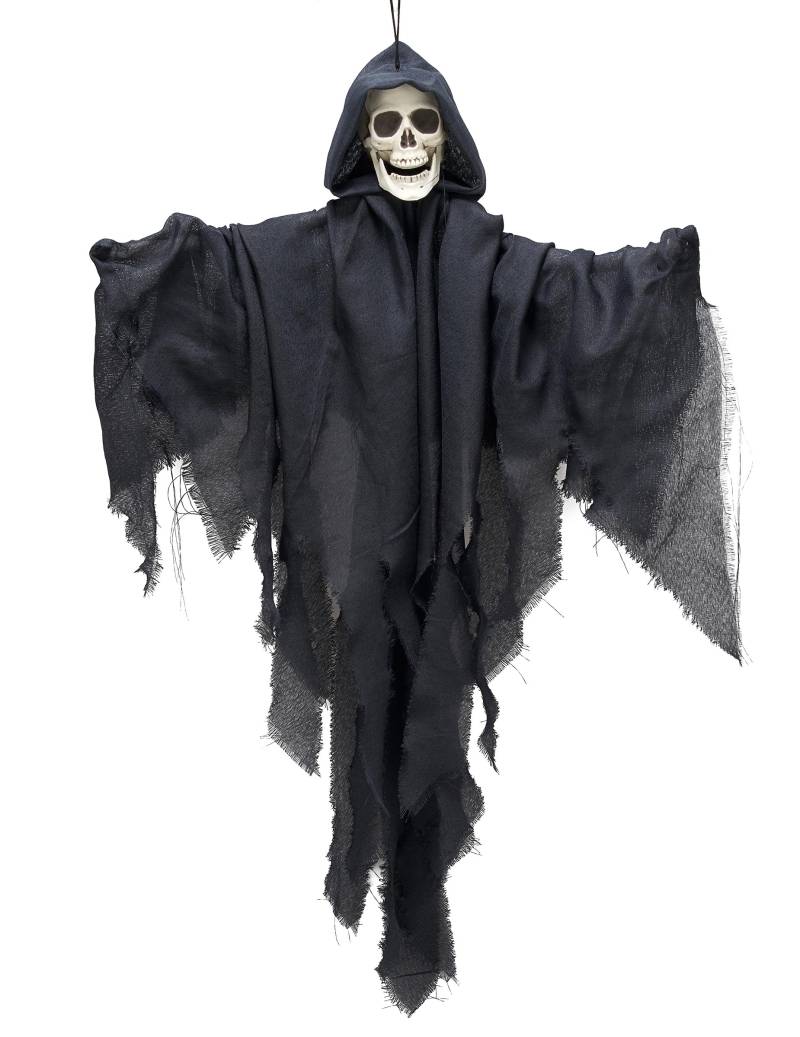 Schwebender Skelett-Geist Halloween-Hängedeko grau 90cm von KARNEVAL-MEGASTORE