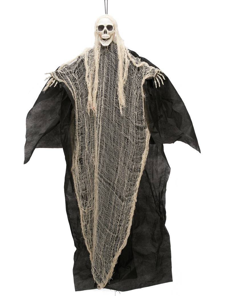Sensenmann Halloween Hängedekoration schwarz-weiss-beige 110cm von KARNEVAL-MEGASTORE