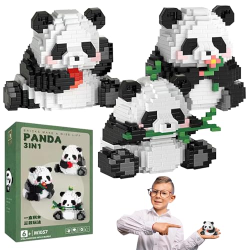 ARONRAVE 3 In1 Panda Bausteine Set, Mini Bausteine Set Panda Building Block Sets Mini Tiere Bausteine Set Tier Building Block Set Panda Klemmbausteine Building Block Sets für Erwachsene, Kinder ab 9 von ARONRAVE