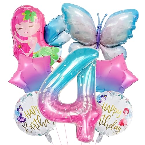ARONRAVE 4 Geburtstag Mädchen 4 Jahre Schmetterling Geburtstag Deko Schmetterling Folienballon Schmetterling Ballon 4. Geburtstag für Schmetterling Themen Party von ARONRAVE