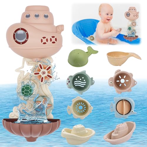 ARONRAVE Badespielzeug, Badewannenspielzeug Kinder Wasserspielzeug Kinder mit Meeres Tieren Gießbechern Baby Badewannen Spielzeug Babyspielzeug Geschenk für Kinder 1 2 3 4 5 Jahre von ARONRAVE