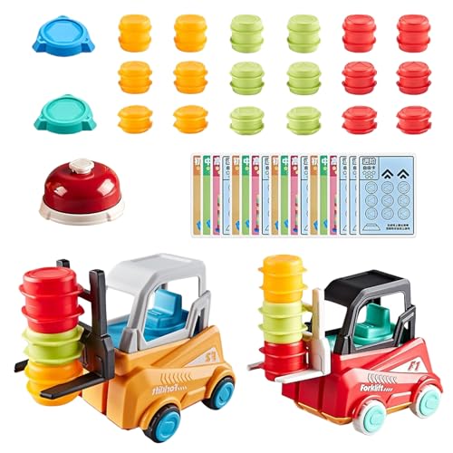 ARONRAVE 2PCS Engineer Forklift Transport Game, Ingenieur Gabelstapler Transport Spiel Gabelstapler Transport Spiel Kinder Engineering Truck Gabelstapler Gabelstapler Stapelbares Spielzeug für Kinder von ARONRAVE