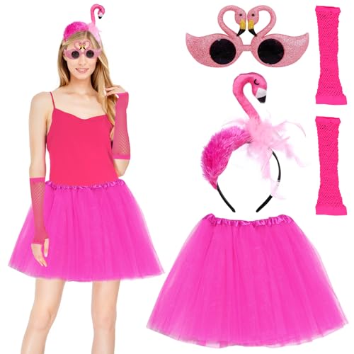 ARONRAVE Flamingo Kostüm Damen, Karneval Kostüm Damen Flamingo Haarreif Flamingo Accessoire Damen Flamingo Stirnband Haarband Kopfschmuck für Party Kostüm Damen Fasching von ARONRAVE