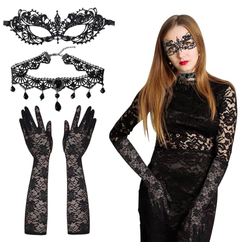 ARONRAVE Gothic Halskette Set Venezianische Maske Gothic Halskette Gotisch Steampunk Venezianische Maske Damen Spitze Choker Halsband für Damen Karneval Kostüm ARONRAVE Gothic Halskette Set Venezianische Maske Gothic Halskette Gotisch Steampunk Venezianische Maske Damen Spitze Choker Halsband für Damen Karneval Kostüm von ARONRAVE
