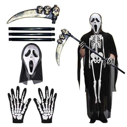 ARONRAVE Scream Kostüm für Kinder - Halloween Ghostface Maske, Skelett und Sensenmann Kostüm für Cosplay von ARONRAVE