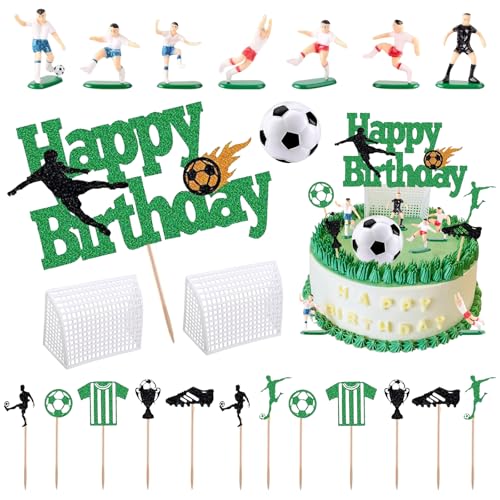 ARONRAVE Tortendeko Fussball, 23 pcs Fußball Tortendeko Fußball Kuchen Deko Fussball Cupcake Topper Fussball Tortendeko Dekorationen Fußballfiguren Kuchen Toppers für Fußball Party Dekoration von ARONRAVE