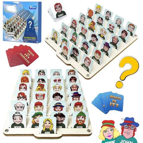 ARONRAVE Wer Ist Es Spiel, Wer ist es Lustiges Ratespiel Brettspiel wer Bin ich Spiel Who Whats Their Name Brettspiel für Kinder ab 3 Jahren Lernspielzeug Aus Holz für Familien und Partyspaß von ARONRAVE