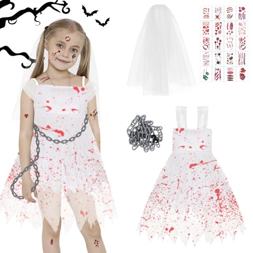 ARONRAVE Horror Braut Kostüm Kinder, Horrorbraut Kostüm Kinder Zombie Kostüm Kinder Zombie Braut Kinder Halloween Kostüm Zombie für Halloween Party, Karneval und Cosplay ARONRAVE Horror Braut Kostüm Kinder, Horrorbraut Kostüm Kinder Zombie Kostüm Kinder Zombie Braut Kinder Halloween Kostüm Zombie für Halloween Party, Karneval und Cosplay von ARONRAVE