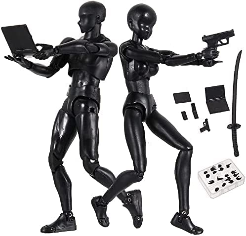 Actionfiguren Body-Kun DX & Body-Chan DX PVC Modell SHF Kinder Kinder Sammler Spielzeug Geschenk, Zeichnung Mannequin Figur Modelle für Künstler (Schwarz Männlich + Weiblich) von AROYEL