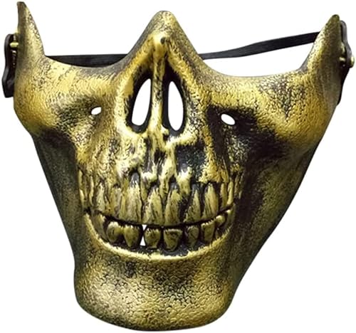 Halloween-Masken, halber Totenkopf, Skelett, Geister, böse Masken, für Cosplay, Maskerade, Party, 1 Stück (Gold) von AROYEL