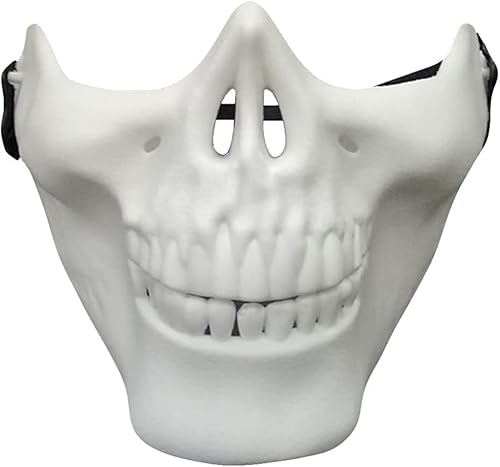 Halloween-Masken, halber Totenkopf, Skelett, Geister, böse Masken, für Cosplay, Maskerade, Party, 1 Stück (weiß) von AROYEL