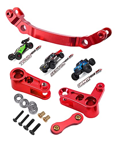 Aluminium-Lenkteil-Set, Upgrades-Teile für 1/10 Arrma Senton/Granit/Big Rock/Typhon 4X4 3S BLX, Outcast/Kraton 4x4 4S BLX, ARRCat Lenkkurbel und Lenkglieder, ersetzt AR340132, rot Aluminium-Lenkteil-Set, Upgrades-Teile für 1/10 Arrma Senton/Granit/Big Rock/Typhon 4X4 3S BLX, Outcast/Kraton 4x4 4S BLX, ARRCat Lenkkurbel und Lenkglieder, ersetzt AR340132, rot von ARRCat