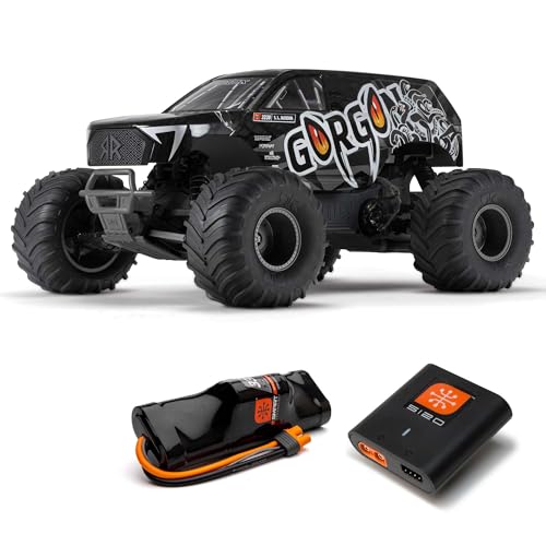 ARRMA Gorgon 2wd MT 1:10 Baukasten Set, Ferngesteuerter RC Basher Monster Truck mit Bürstenmotor, Akku und Smart USB-C Ladegerät, Gunmetal von ARRMA