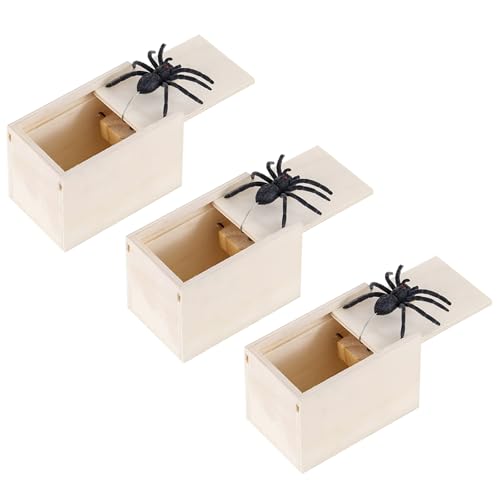 3 x Spinnenbox Streich, Spinne in einer Box, lustiges Spielzeug für Halloween-Partys, Aprilscherz, Familientreffen, Halloween-Party-Dekoration, Aprilscherz-Requisiten von ARROMI